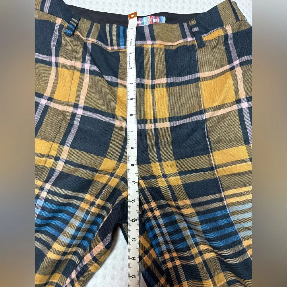 Urban Outfitters Claire Blue Yellow Plaid Y2K Cropped Pants Women SZ 6 - Picture 7 of 10